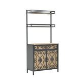 Raft metalic cu lemn, negru-natural, 84x40x180 cm, INART